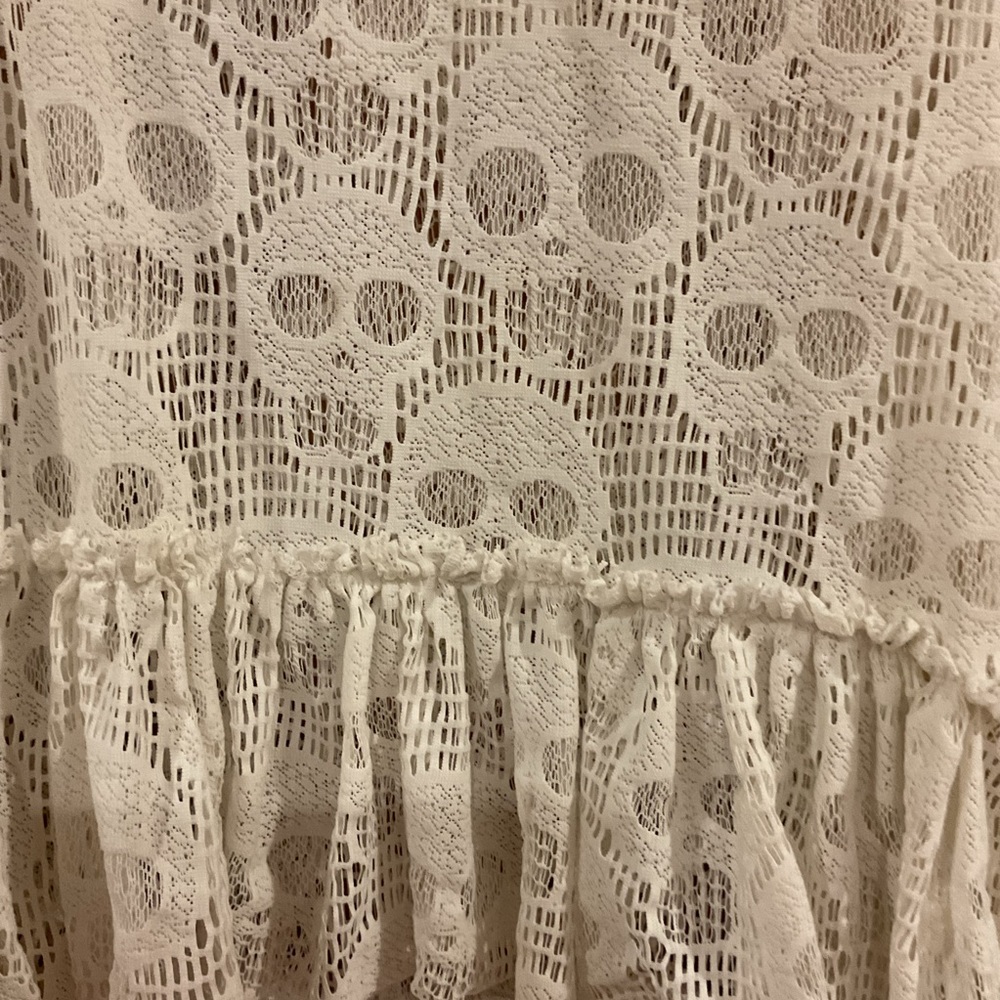 Love by Design L Skull Lace Peplum Tank Top Ivory Large - Picture 2 of 5